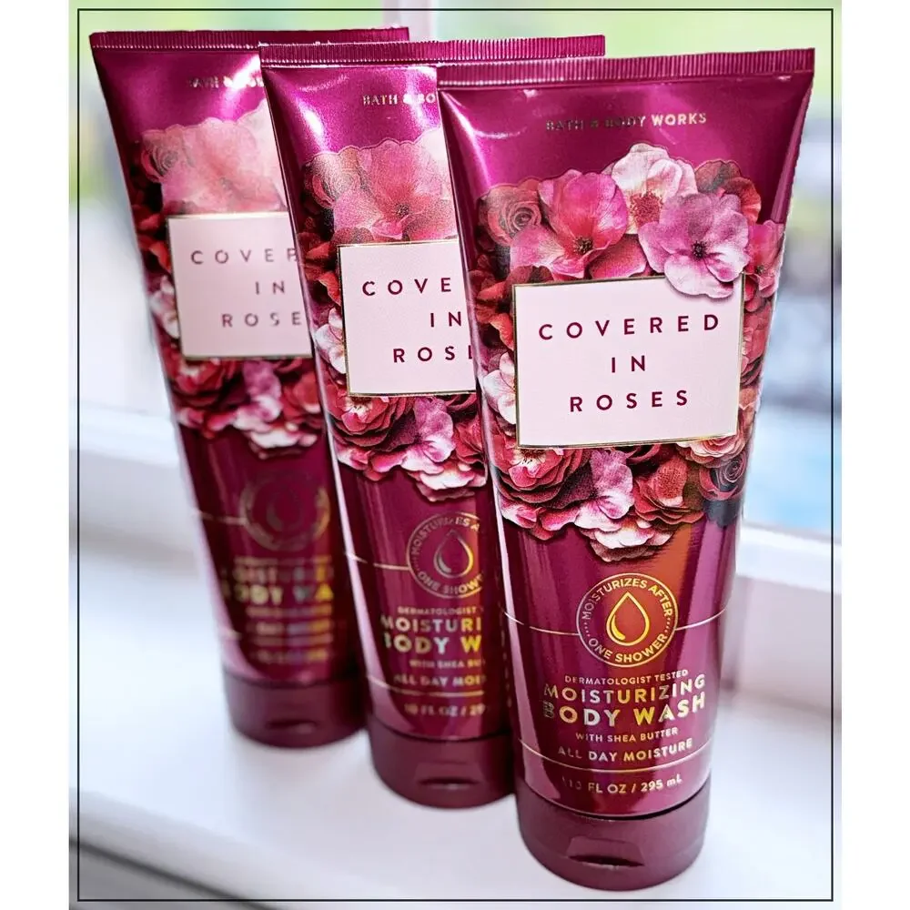 Bath & Body Works Covered in Roses 10 fl oz Moisturizing Body Wash Creamy x3